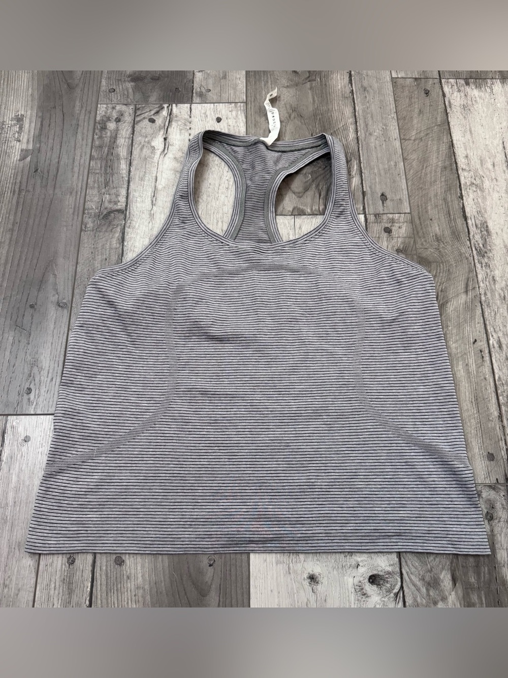 Lululemon Swiftly Tech Gray Black Lightweight Striped Racerback Tank Top 12 Race